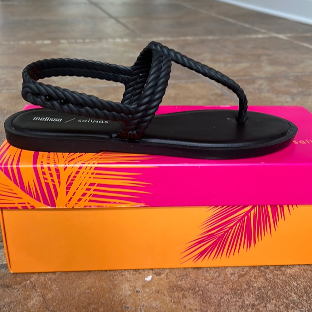 Melissa Flash jelly sandal in black.  Size 9.